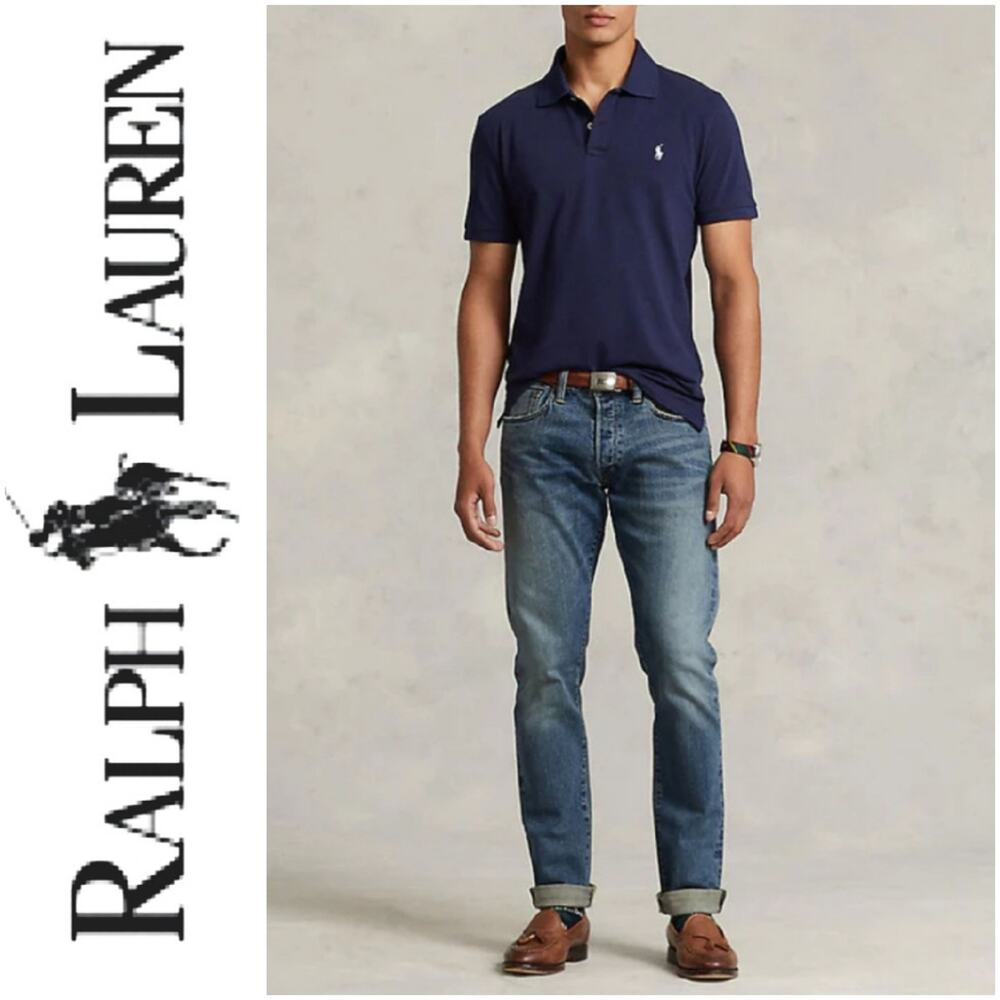 Polo by Ralph Lauren Performance Navy Blue Collared Shirt Medium